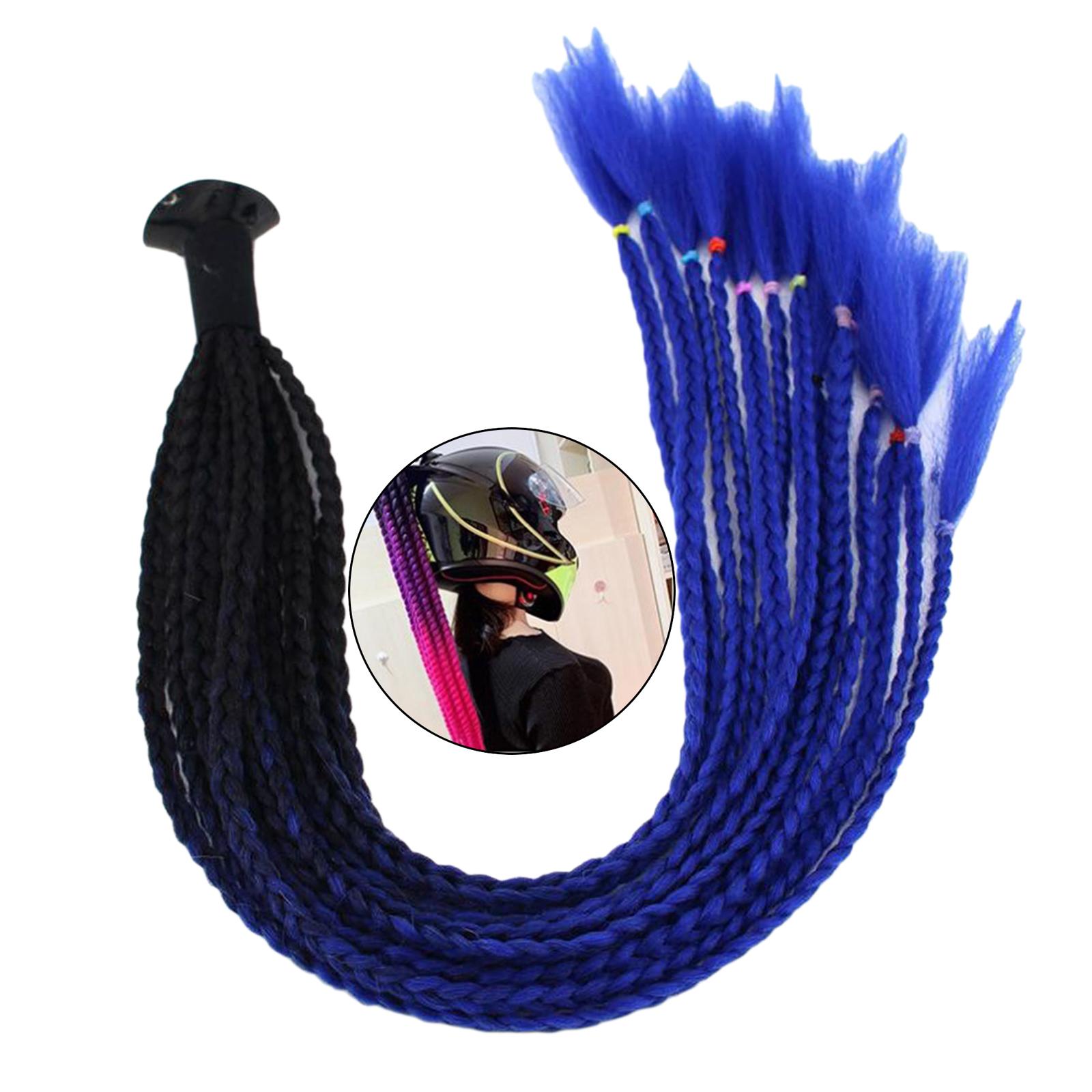 Helmet Pigtails Gradient Helmet Braids Ponytail Helmet Hair for Motorbike Motorcycle Helmet Braids Hair Tails 55cm