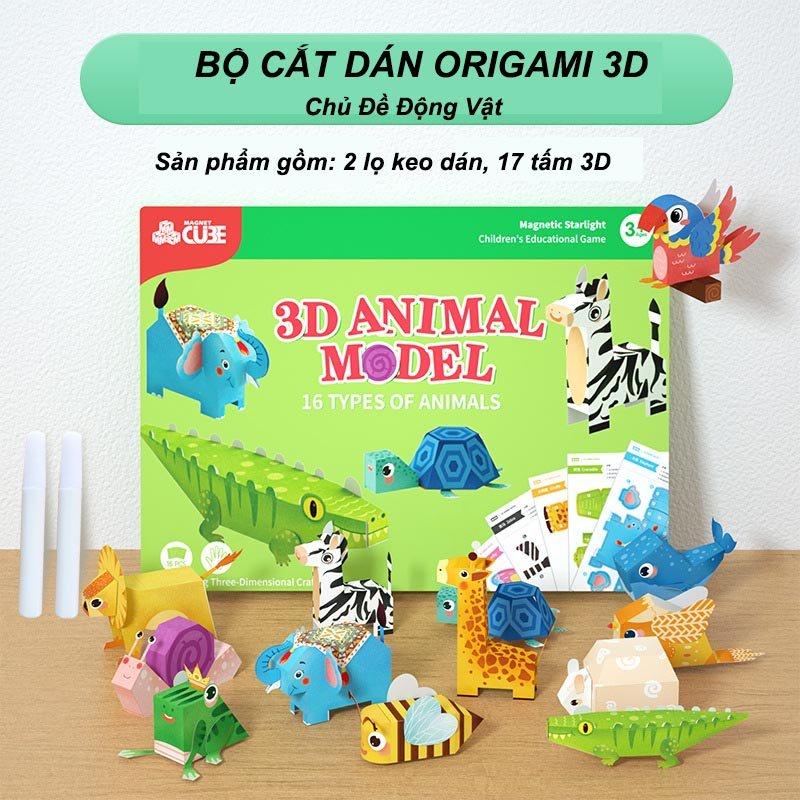 BỘ GẤP HÌNH 3D - ORIGAMI CHO BÉ - KHÔNG DÙNG KÉO