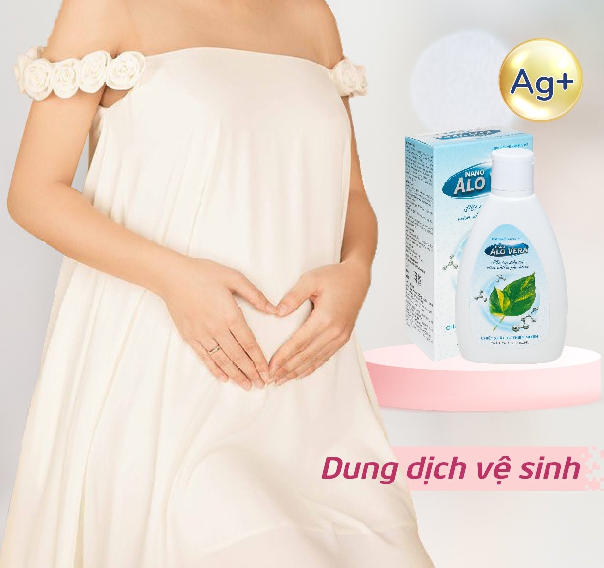 Dung dịch vệ sinh phụ nữ, an toàn cho bà bầu Nano AloVera, Chiết xuất từ là trầu không Chai 150ml