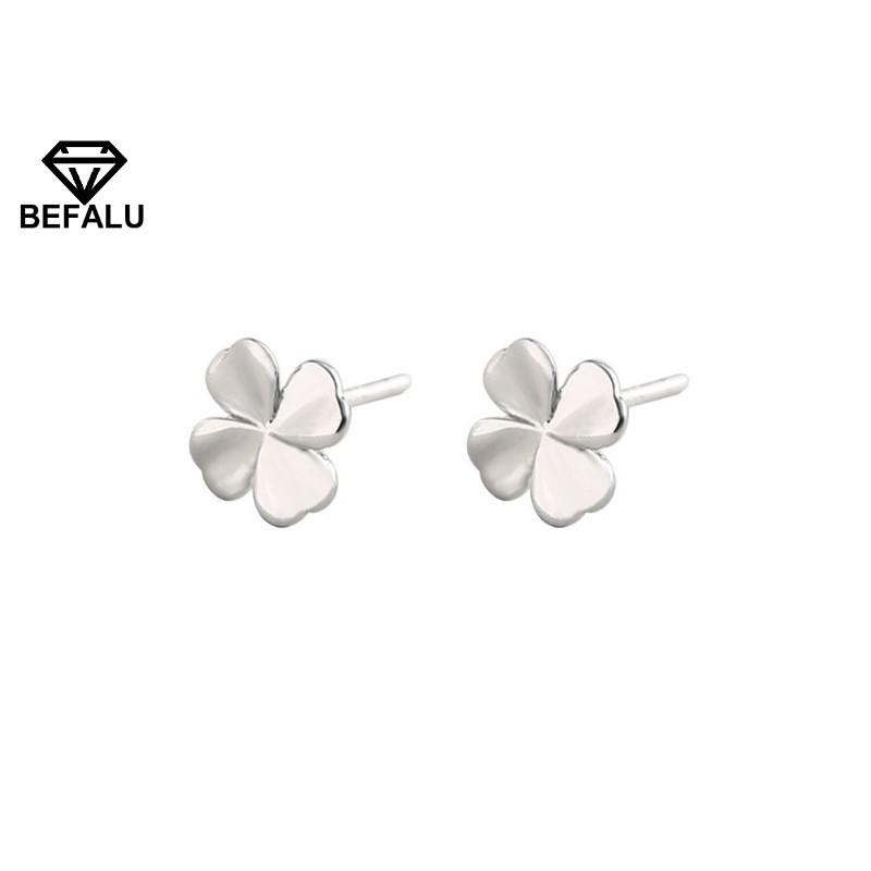 Khuyên Tai Nữ Bạc 925 Hình Cỏ 3 Lá BEFALU - BT02
