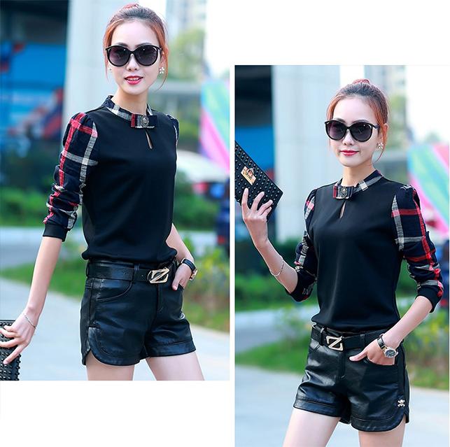Áo nữ dài tay phối màu có khóa sau ale44th