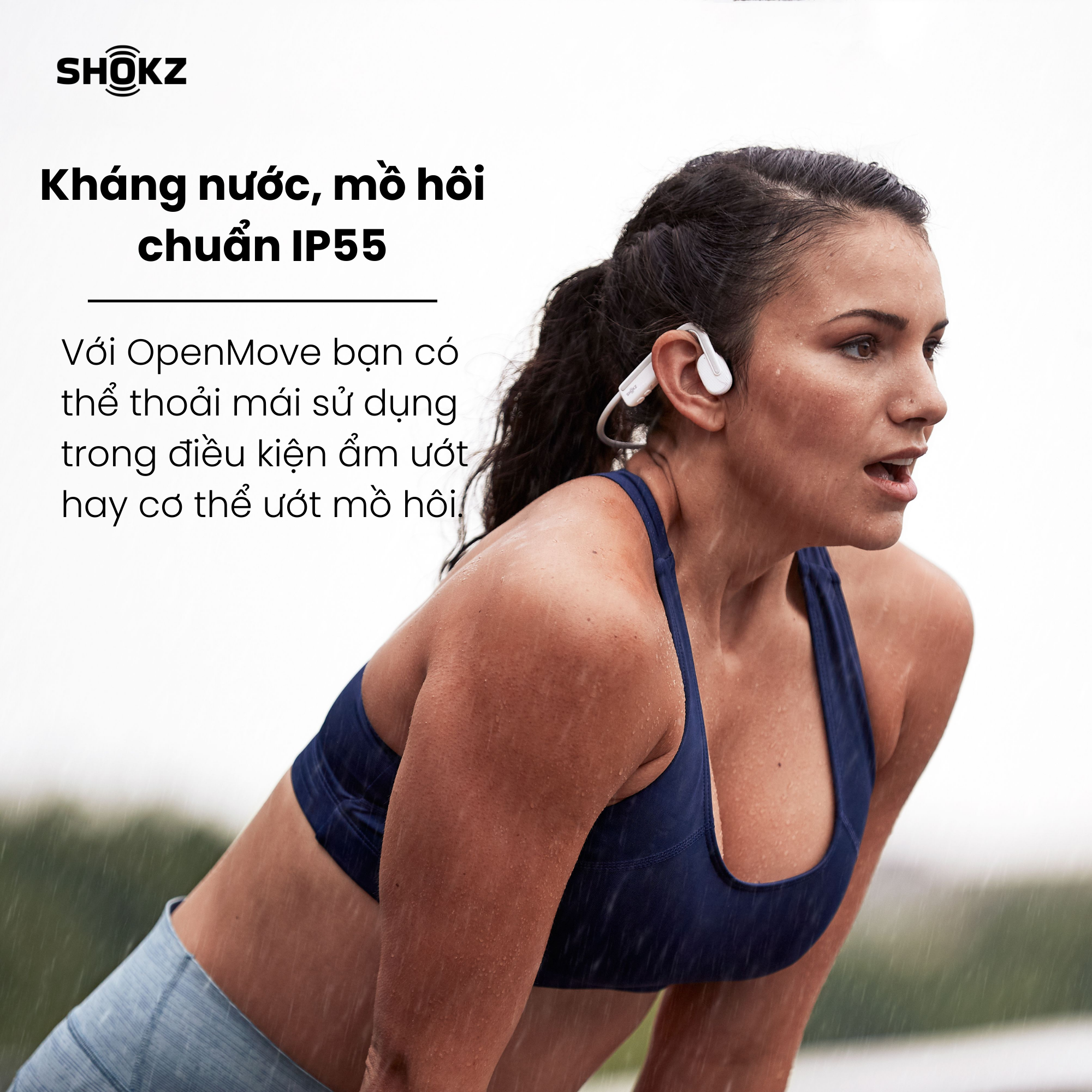 Tai Nghe Bluetooth Thể Thao Dẫn Âm Thanh Qua Xương SHOKZ OPEN MOVE S661 Màu Trắng - Hàng chính hãng