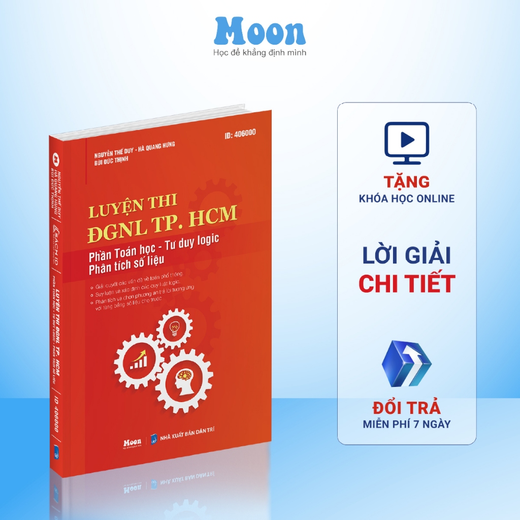 Đánh giá năng lực ĐHQG HCM , Sách luyện thi phần toán học - tư duy logic, phân tích số liệu Moonbook