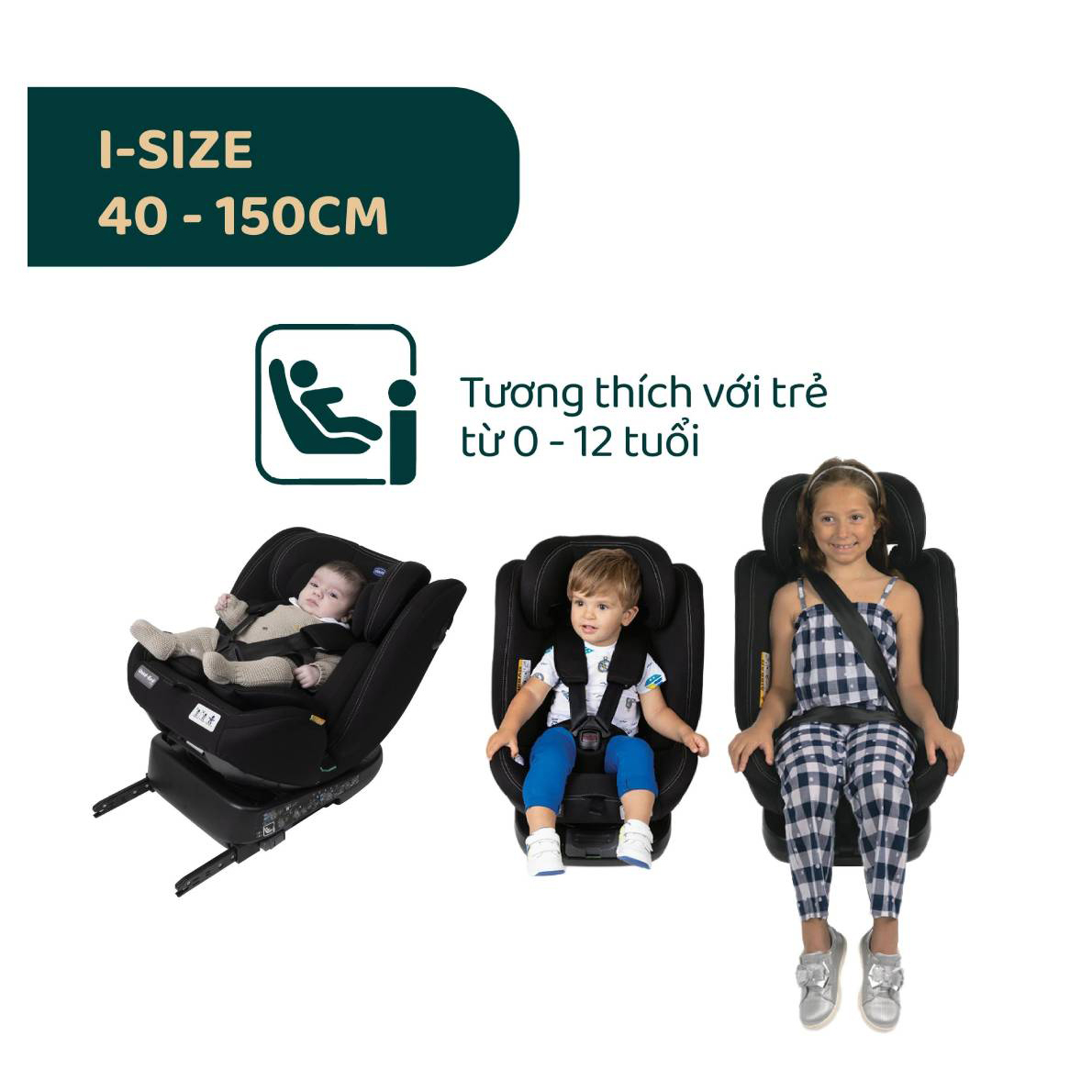 Ghế ô tô Chicco Unico Evo Classic xoay 360˚ ISOFIX - Màu Đen