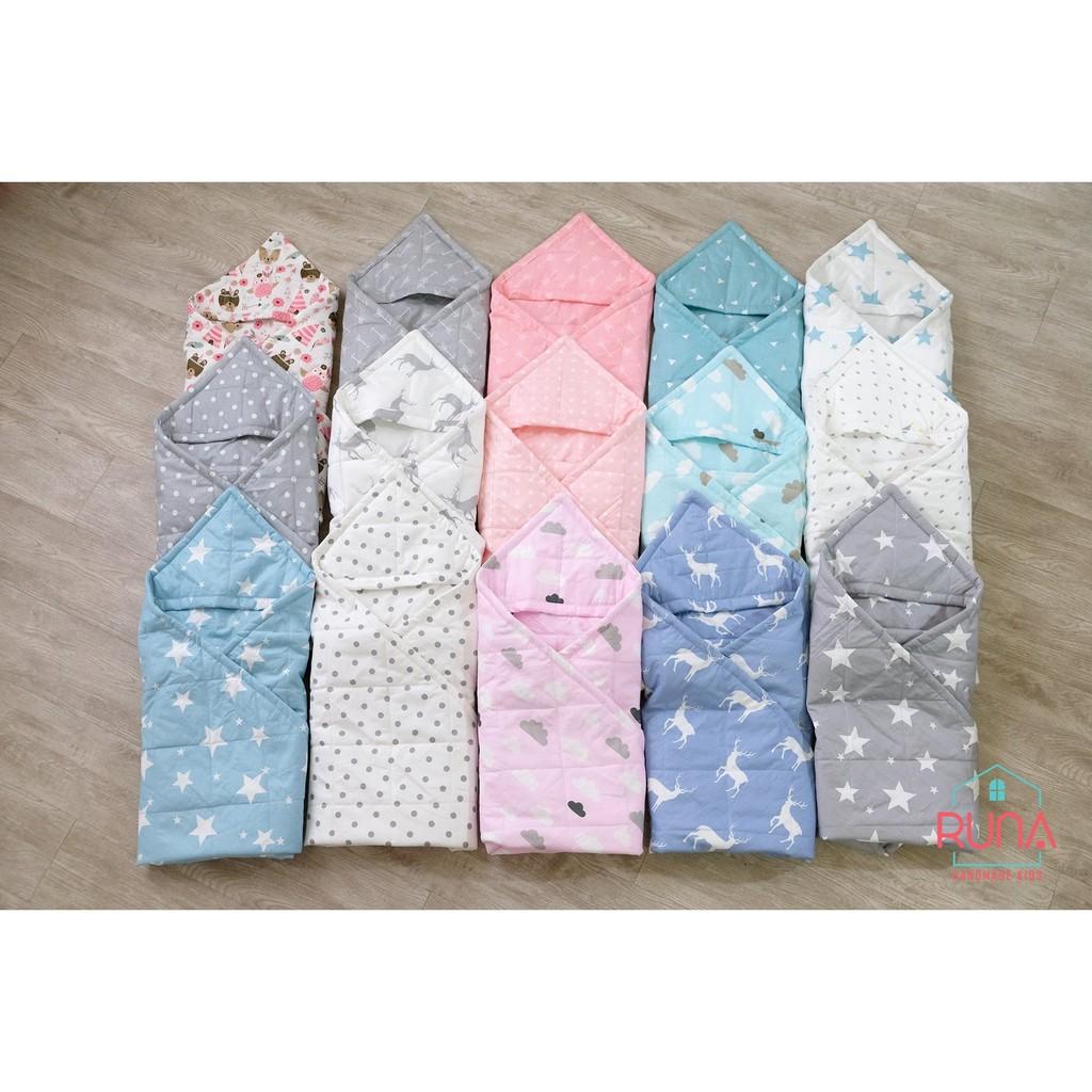 Chăn bế chần bông cho trẻ sơ sinh RUNA KIDS chất liệu Cotton Hàn 100% cao cấp, thoáng khí mềm mịn, an toàn cho bé