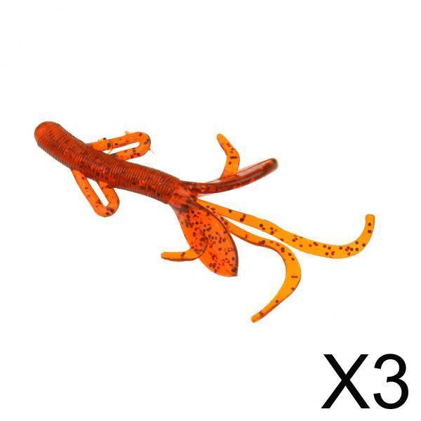 3xSoft Fishing Bait Lifelike Fishing Lure Soft Worm Simulation Bait Lure red