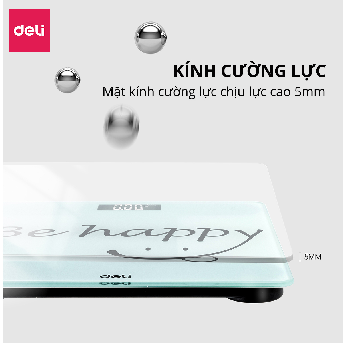 Cân Điện Tử Sức Khoẻ Thông Minh Mặt Vuông Kính Cường Lực Chịu Lực 180Kg Deli - Phù Hợp Gia Đình Trường Học -  Nhiều Màu Sắc - Hàng Chính Hãng - E86120