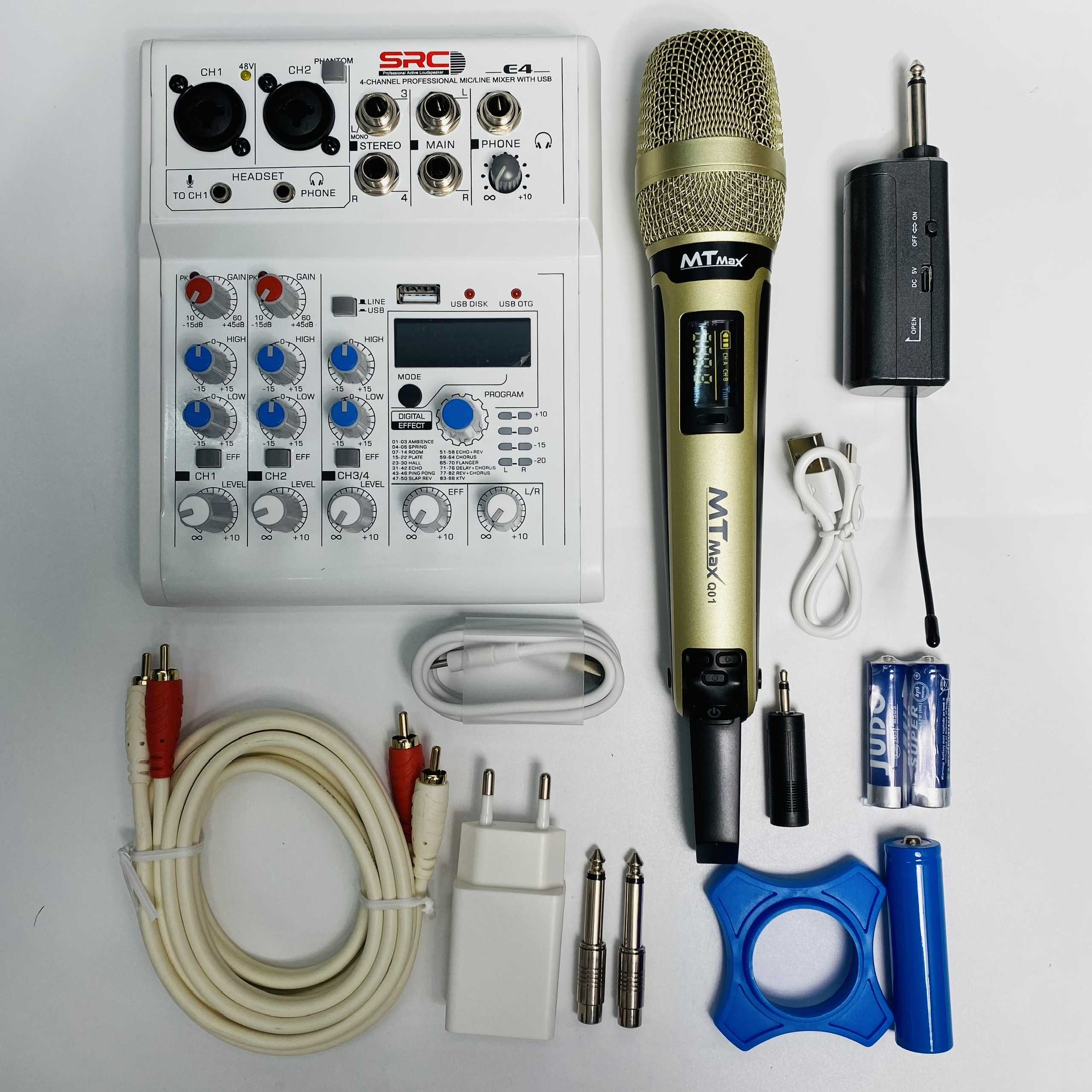 Combo Mixer Thu Âm Livestream Karaoke Mixer E4 và Micro Q01 Chính Hãng Giá Tốt -  Bảo Hành 12 Tháng Hàng Chính Hãng