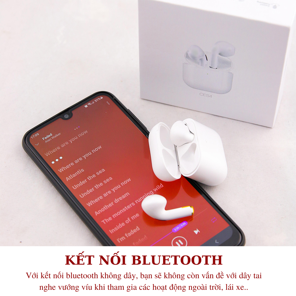 Tai Nghe Không Dây Bluetooth HOCO TWS CES4 - Cảm Ứng, Định Vị Thông Minh, Hiện Đại – Thời Gian Sử Dụng Tới 4h Liên Tục - Hàng Nhập Khẩu - TAI000S4W