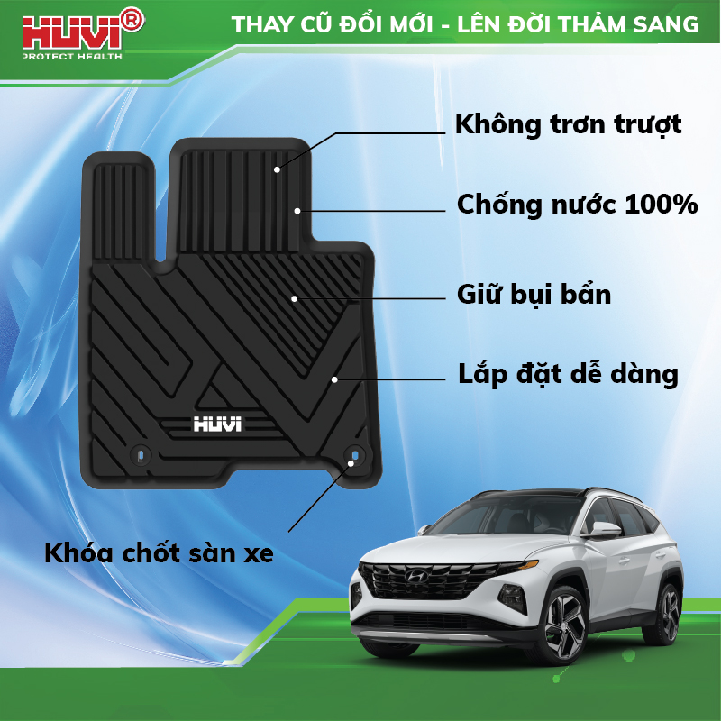Thảm sàn ô tô Huvi Hyundai Tucson 2022 không trơn trượt, không ẩm mốc, không mùi hôi