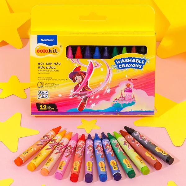 Hộp 12 Bút Sáp Màu Rửa Được Colorkit - Thiên Long SWCR-C001/AK