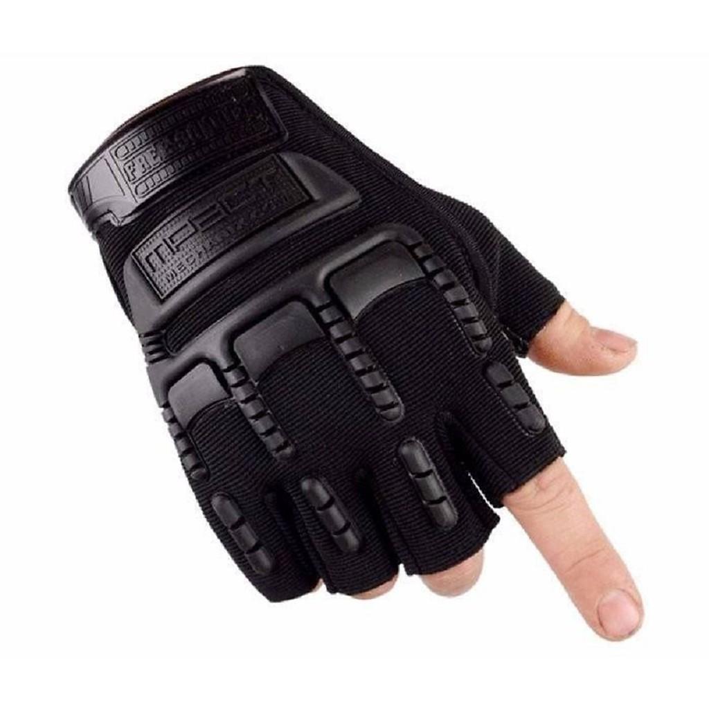 Găng tay xe máy cụt ngón - Đen