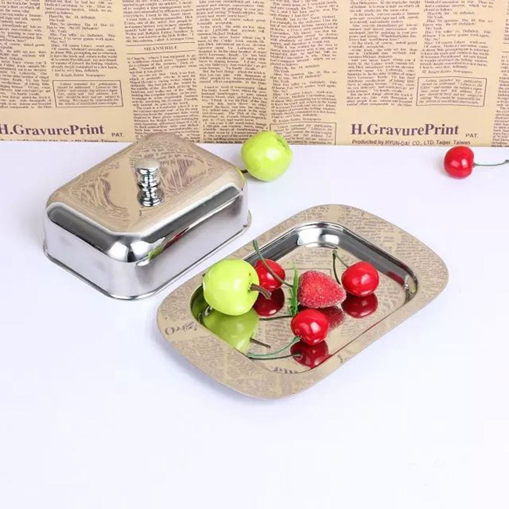 2-3pack Stainless Steel Butter Dish Serving Tray stainless steel lid