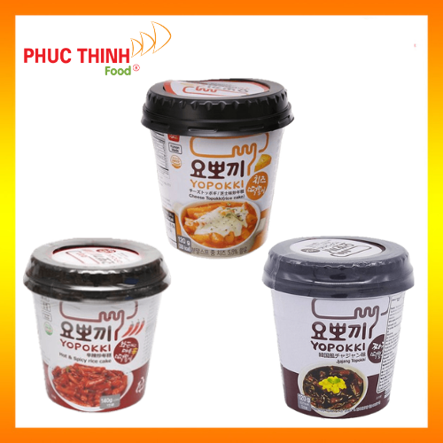 Combo 3 vị: Phomai, Siêu cay, tương đen - Bánh gạo Hàn Quốc Yopokki dạng cốc