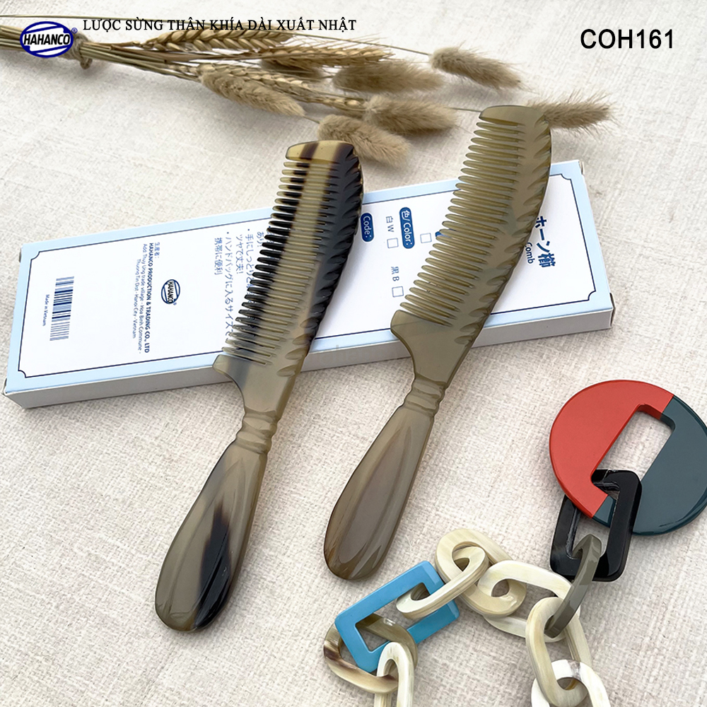Lược Sừng Khía Dài Thon Gọn HAHANCO (Size: M - 18cm) Mẫu Lược Thông Dụng - COH161