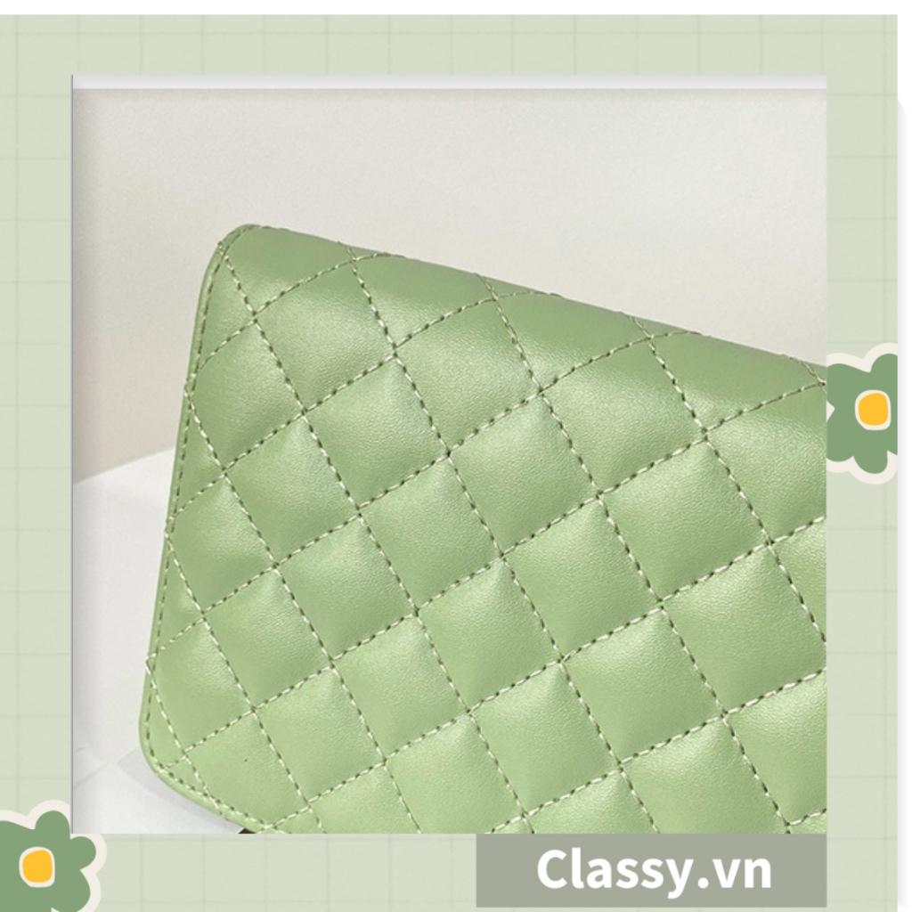 TÚI KẸP NÁCH nữ Classy CLASSIC, HÌNH HỘP VUÔNG HOẠ TIẾT CHẦN Ô, KHÓA XÍCH VÀNG TO BẢN RẤT SANG T594