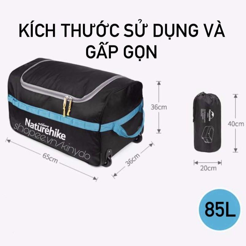 Vali kéo dã ngoại 85L gấp gọn, vỏ chống nước, dễ vệ sinh Naturehike NH18X027