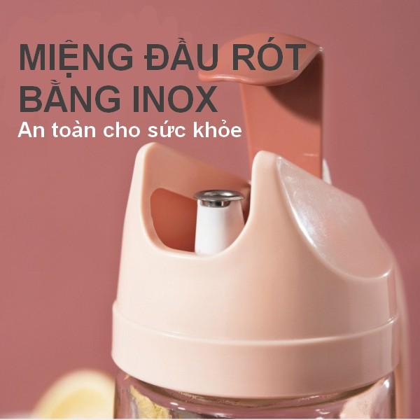 Chai Đựng Dầu Ăn, Bình Rót Dầu Bằng Thủy Tinh Thông Minh Tự Động Mở Nắp Dung Tích 630ml 0201