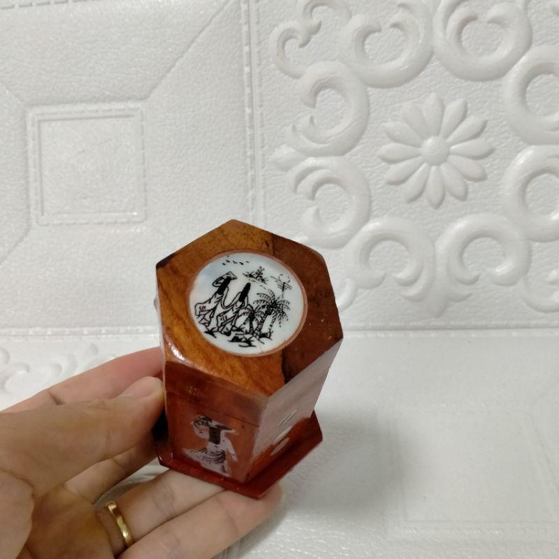 COMBO Bộ phụ kiện bàn trà gỗ hương: Hộp chè, Gạt tàn, ống tăm
