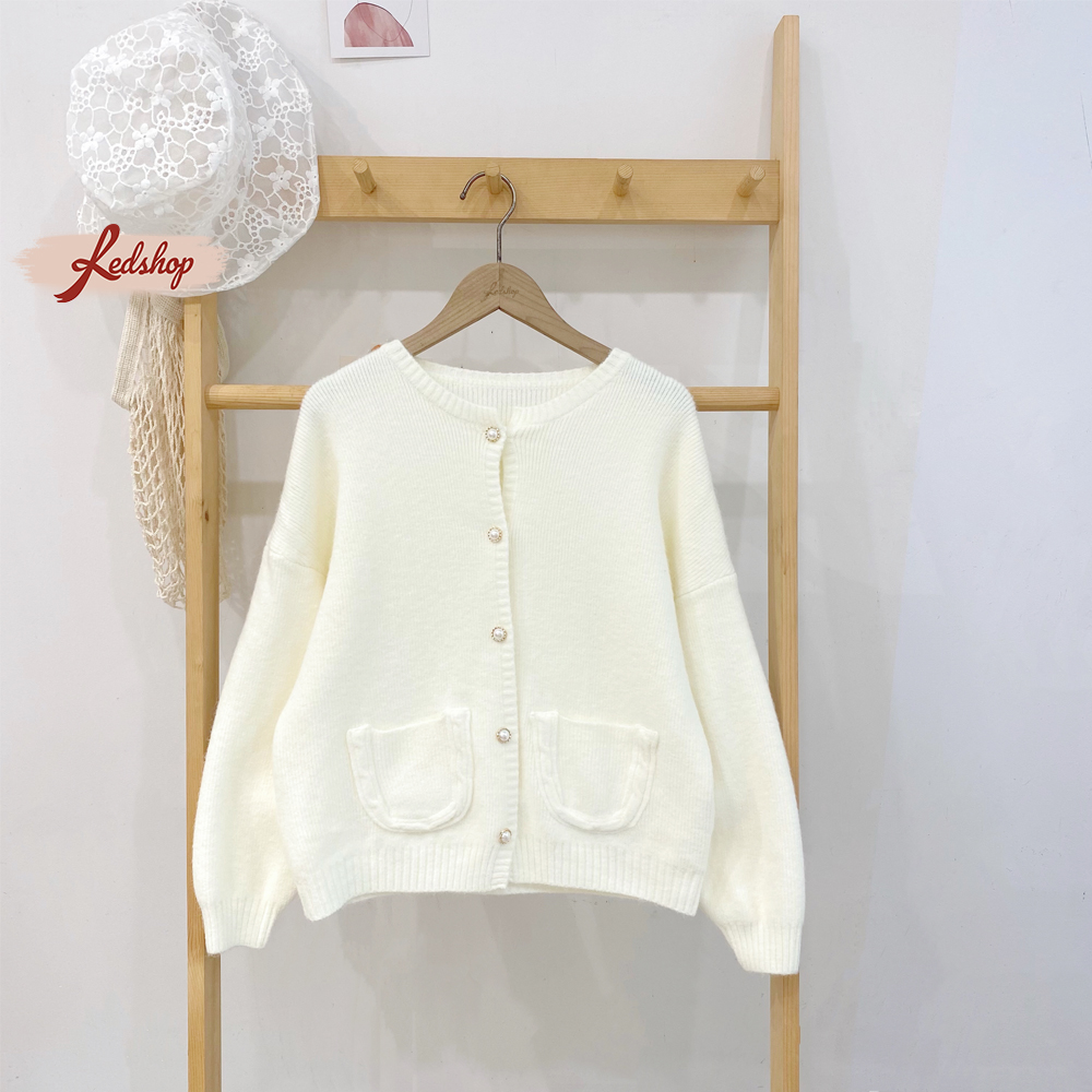 Áo cardigan nữ dài tay form rộng chúc khuy ngọc phong cách Hàn Quốc Red Shop 29987