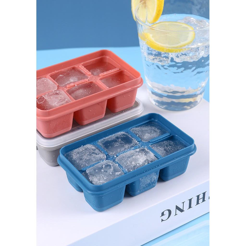 SET 3 KHAY ĐÁ ĐÁY MỀM SILICONE CÓ NẮP ĐẬY ( màu ngẫu nhiên )