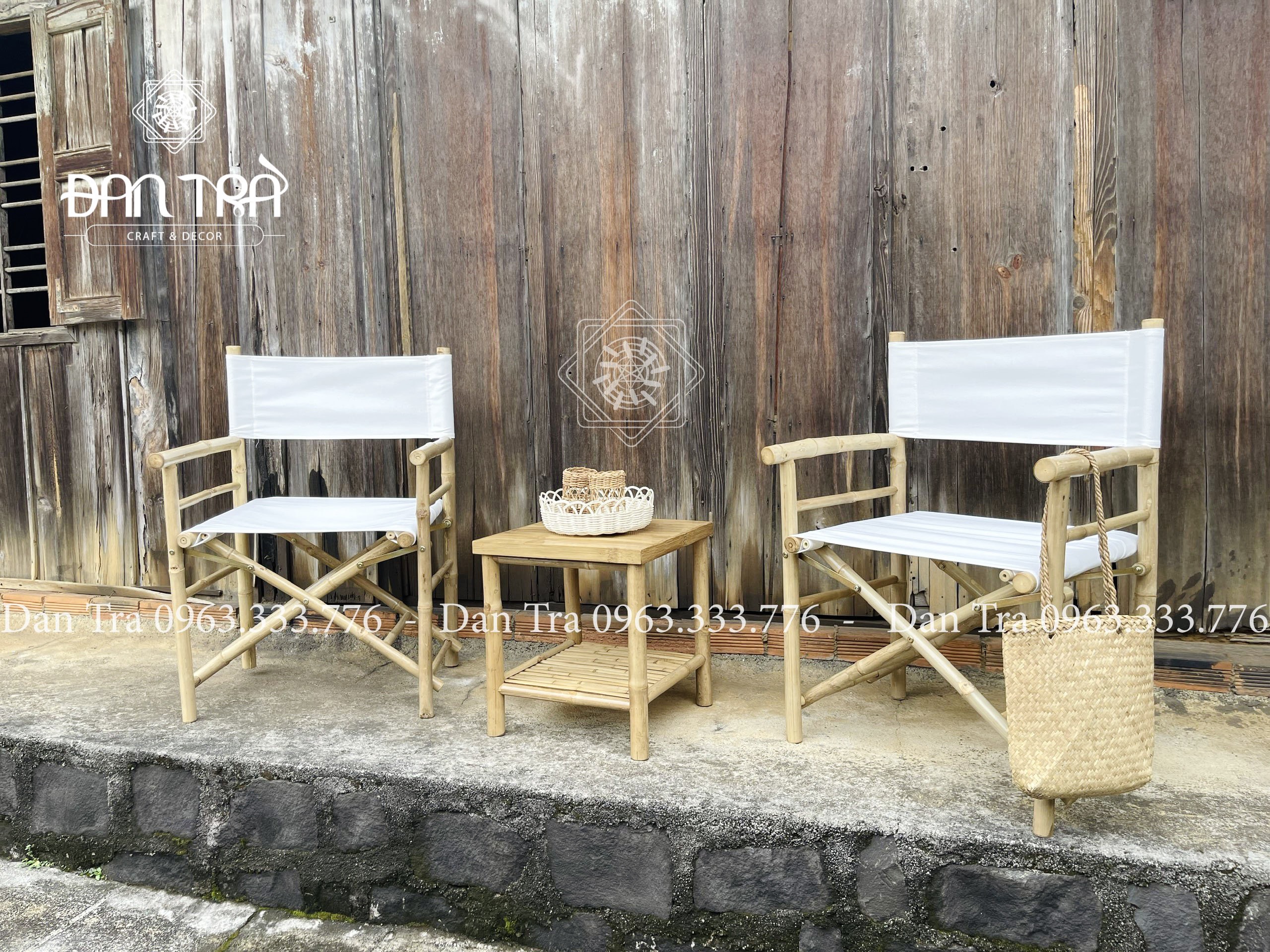 Ghế Tre Đạo Diễn Bạc Trắng Xuất Khẩu Đan Trà- Ghế Tre Decor Quán- Nội Thất Mây Tre Đan