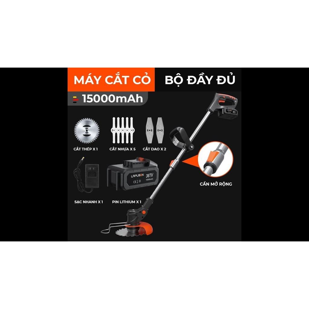 Máy cắt cỏ, tỉa cành cầm tay bằng pin LAPUSEN, pin khủng 15000mah, động cơ mạnh 1800w