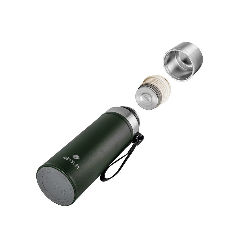 Bình giữ nhiệt inox 316 Elmich EL8311 800ml, Hàng chính hãng, thiết kế 2 nắp, miệng bình rộng, giữ nóng lạnh - JoyMall