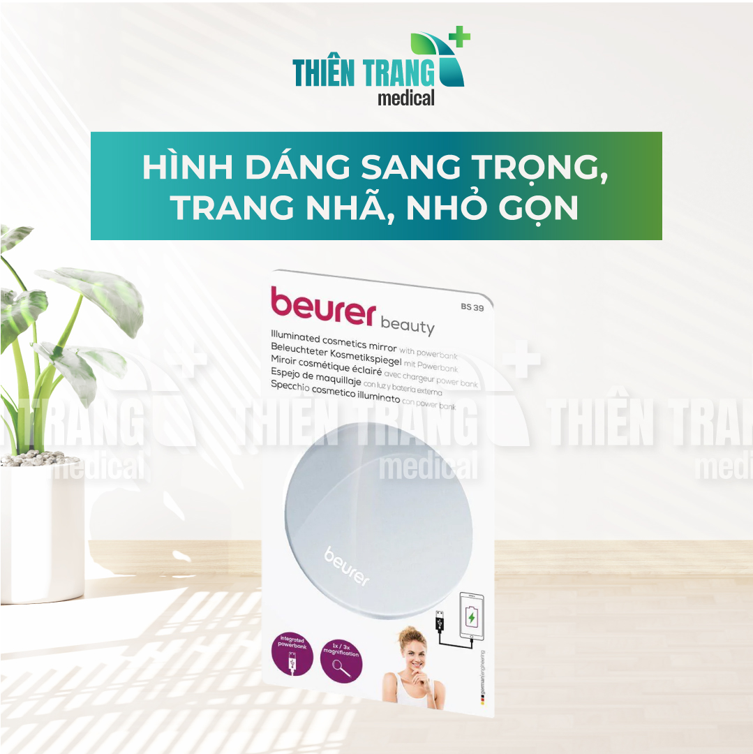 Gương trang điểm tích hợp sạc dự phòng, Model: BS39: