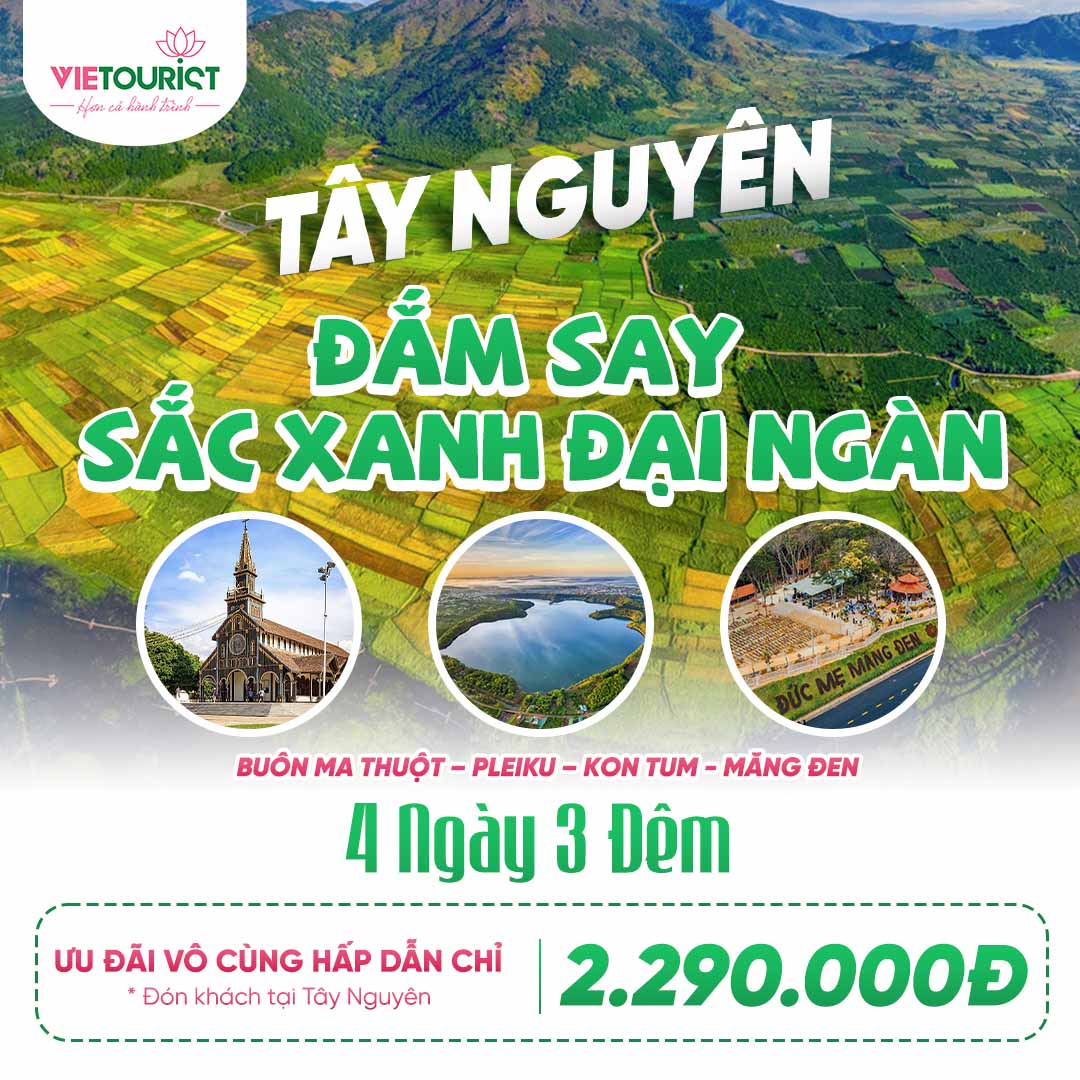 [E-Voucher] Vietourist - Tour Du Lịch Khám Phá Cung Đường Xanh Tây Nguyên 4 Ngày 3 Đêm