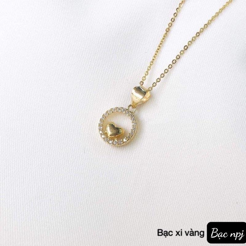 Dây chuyền Tim , Vòng cổ tim đính đá️ MIỄN PHÍ KHẮC ️ Bạc Ta - Bạc Npj