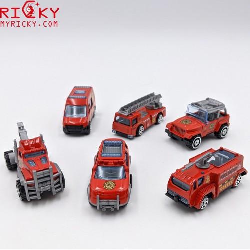 Bộ 6 xe mô hình cứu hỏa - k145A.