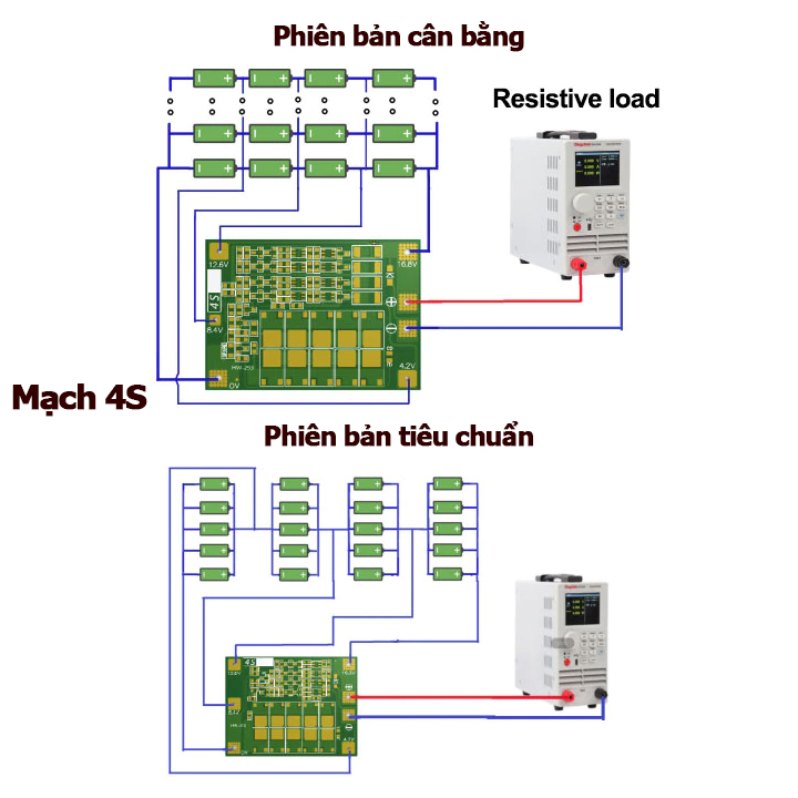 Bảng mạch cân bằng bảo vệ pin Li-ion 3S 4S 40A 60A BMS 18650 11.1V 12.6V 14.8V 16.8V