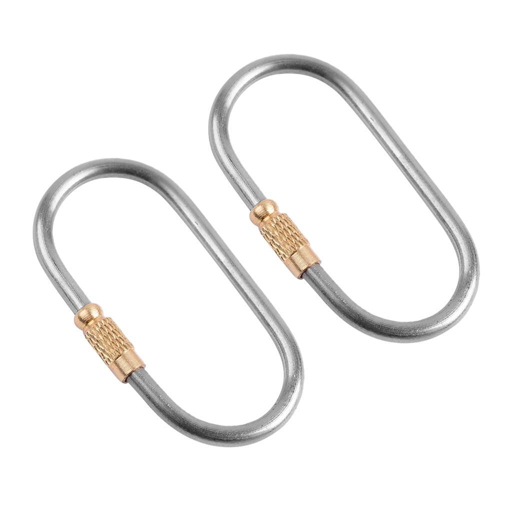 2-7pack 2 Piece D-ring Titanium Alloy Screw Lock Carabiner Clip Hook Keychain B