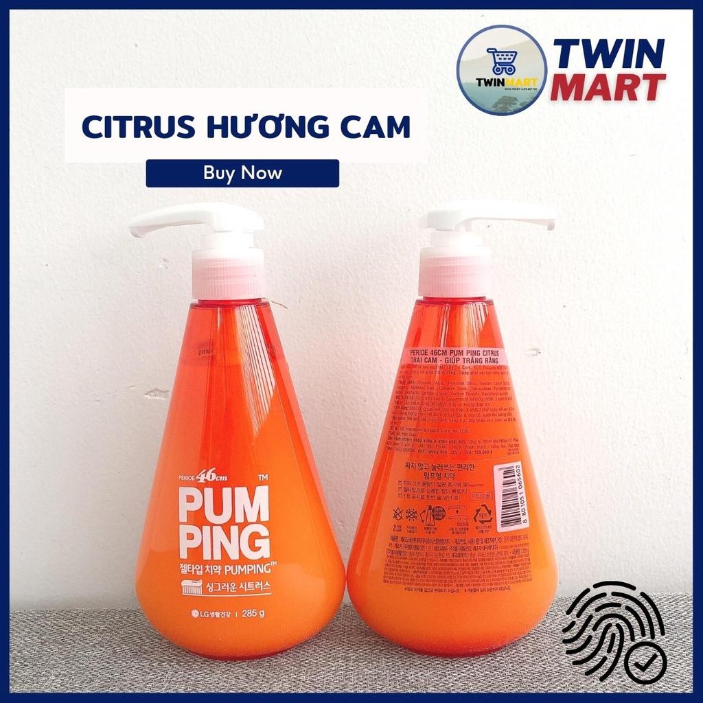 Kem Đánh Răng Perioe Pumping Hàn Quốc Cool Mint hương bạc hà - Herb hương thảo dược - Citrus hương cam 285g