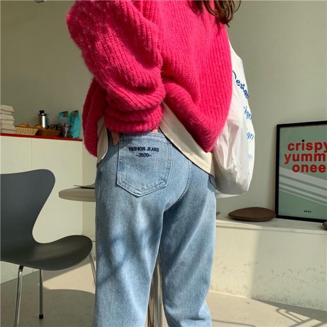 Quần Jeans màu xanh nhạt dáng rộng vừa phong cách Hàn Quốc