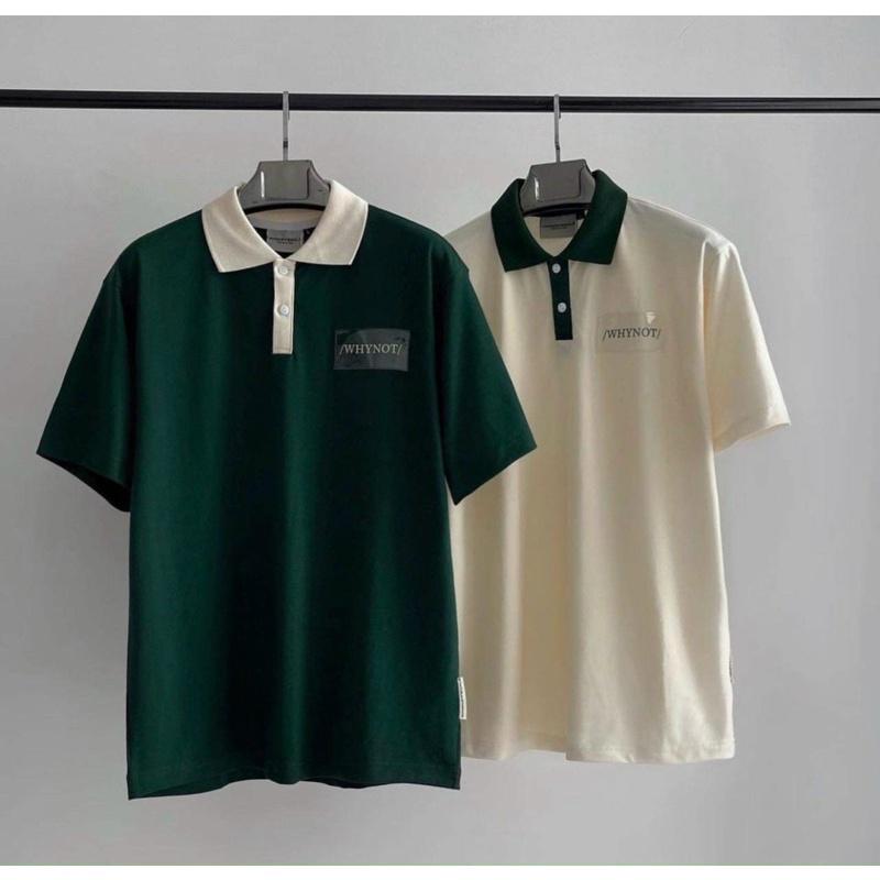 Áo Thun Polo Unisex WHY NOT màu XANH/KEM form rộng ️ Chất thun da cá form nam nữ unisex/Áo thun có cổ Jaystoree