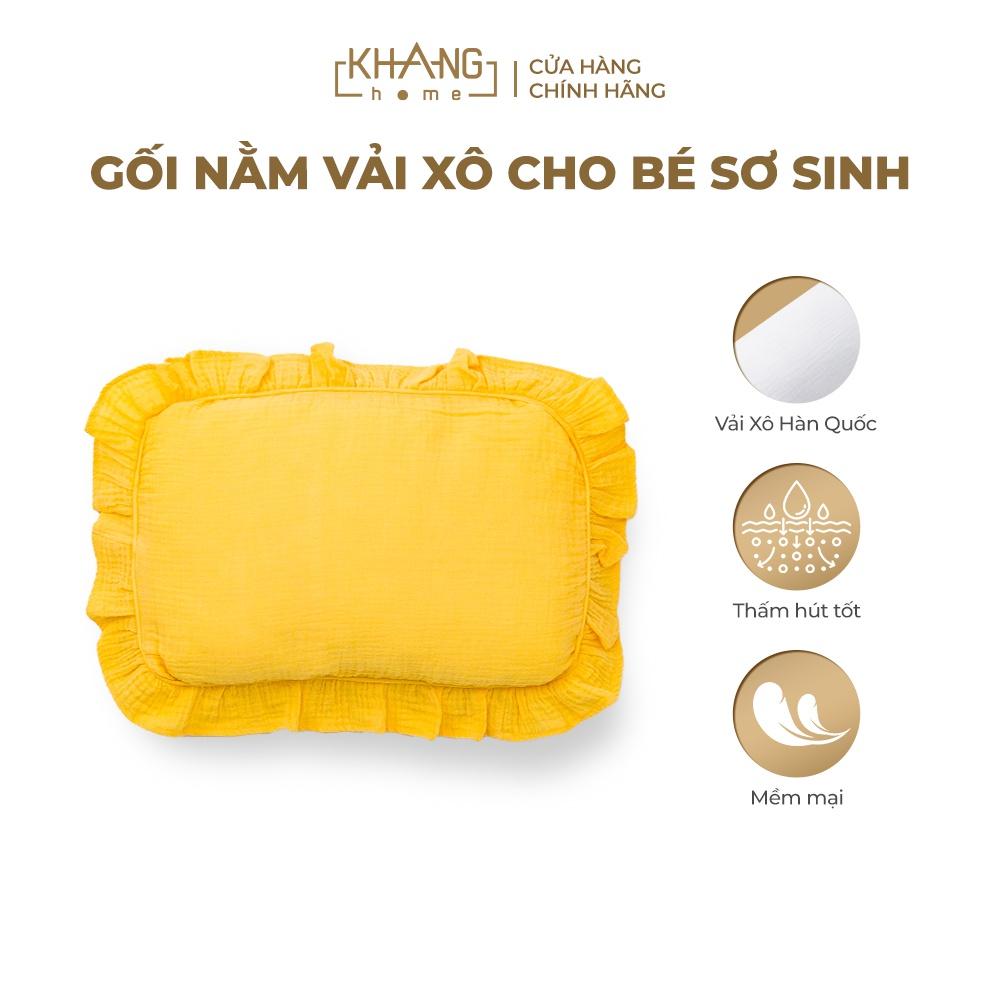 Gối Nằm Vải Xô Khang Home Thấm Hút Tốt Cho Bé Sơ Sinh 25x35cm