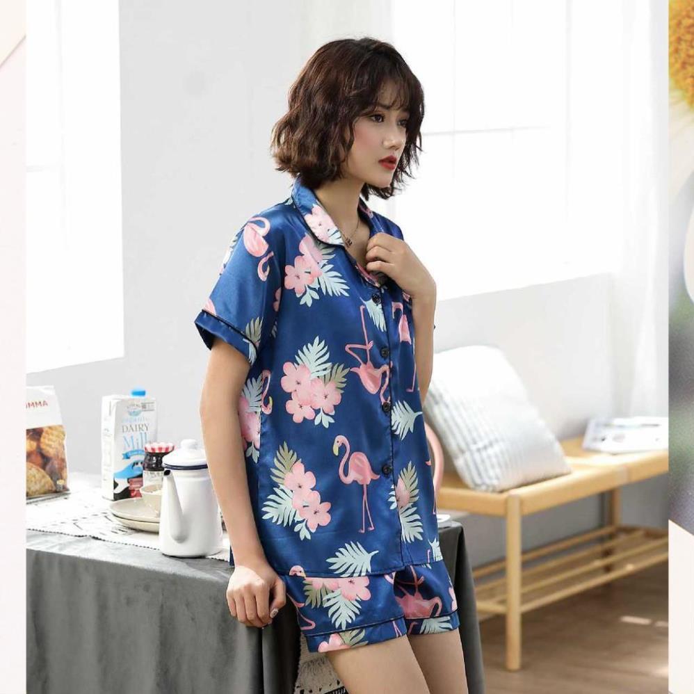 Đồ bộ đùi nữ - đồ ngủ tiểu thư, bộ lụa satin siêu đẹp B65
