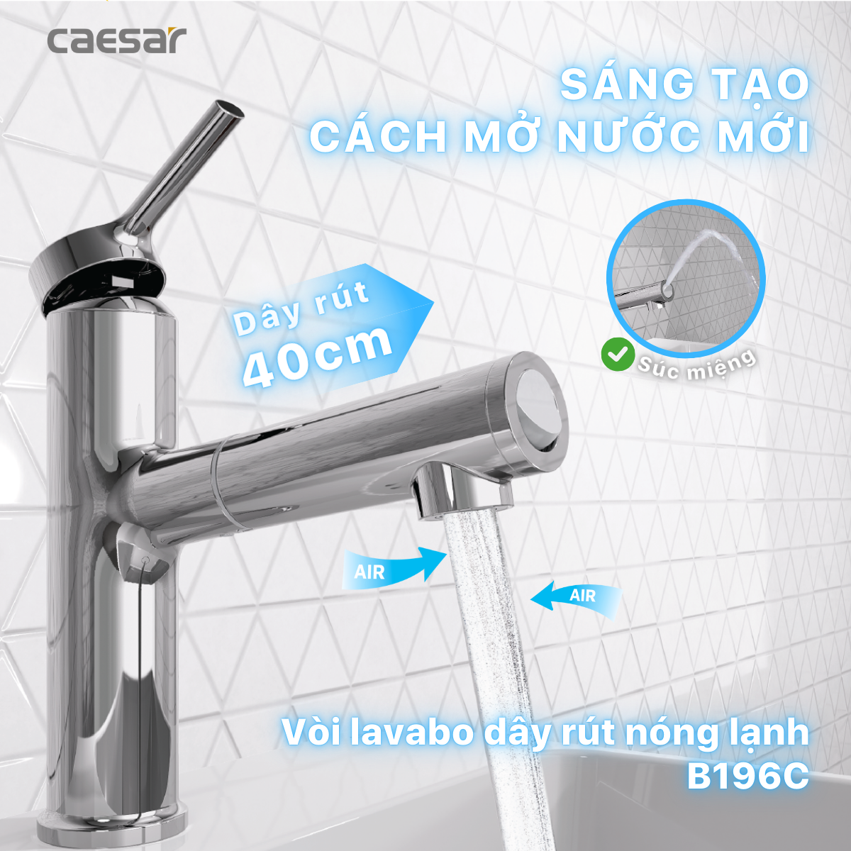 Vòi Nước Nóng Lạnh Dây Rút - B196C