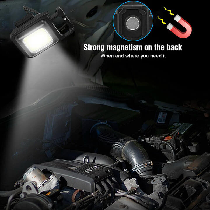 Đèn móc khóa Mini LED COB 800 Lumens,Đèn Led 5 IN 1 Mở Bia, Châm Thuốc, Vặn Ốc Vít, Nam Châm, Còi Báo Hiệu Chống Nước