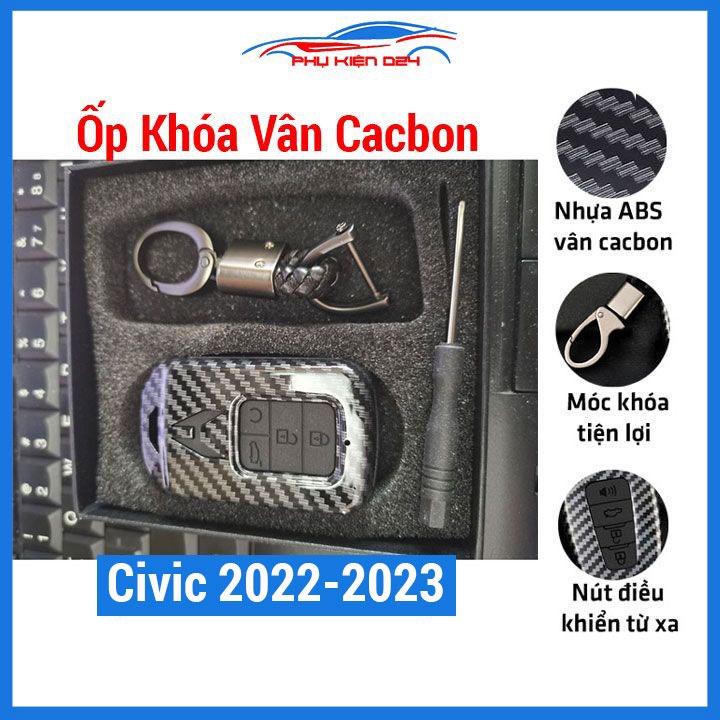 Ốp chìa khóa vân cacbon Civic 2022-2023 kèm móc khóa