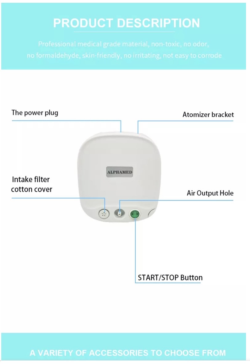 Máy xông mũi họng , phun khí dung ALPHAMED COMPRESSOR NEBULIZER