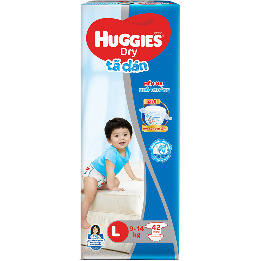 Tã Dán Huggies Dry Gói Đại L42 - Bao Bì Mới