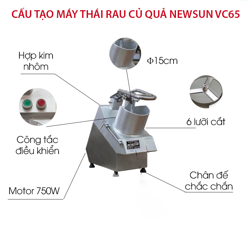 Máy Thái Rau Củ Quả NEWSUN VC65 - Hàng Chính Hãng