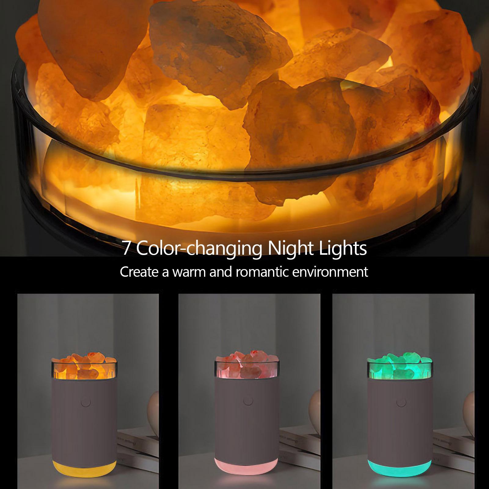 Pha Lê Đá Muối Máy Tạo Độ Ẩm Không Khí Ánh Sáng LED Nhiều Màu 260ML USB Di Động Máy Khuếch Tán Tinh Dầu Mát Sương Tạo Ẩm Cho Gia Đình