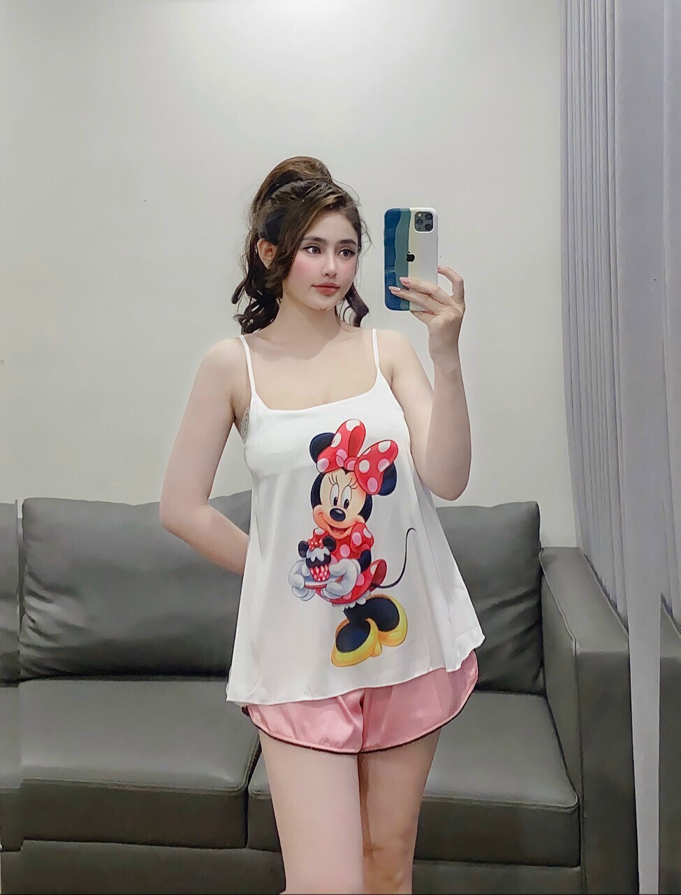 Bộ pijama lụa đẹp cao cấp cho nữ freesize 45-60kg