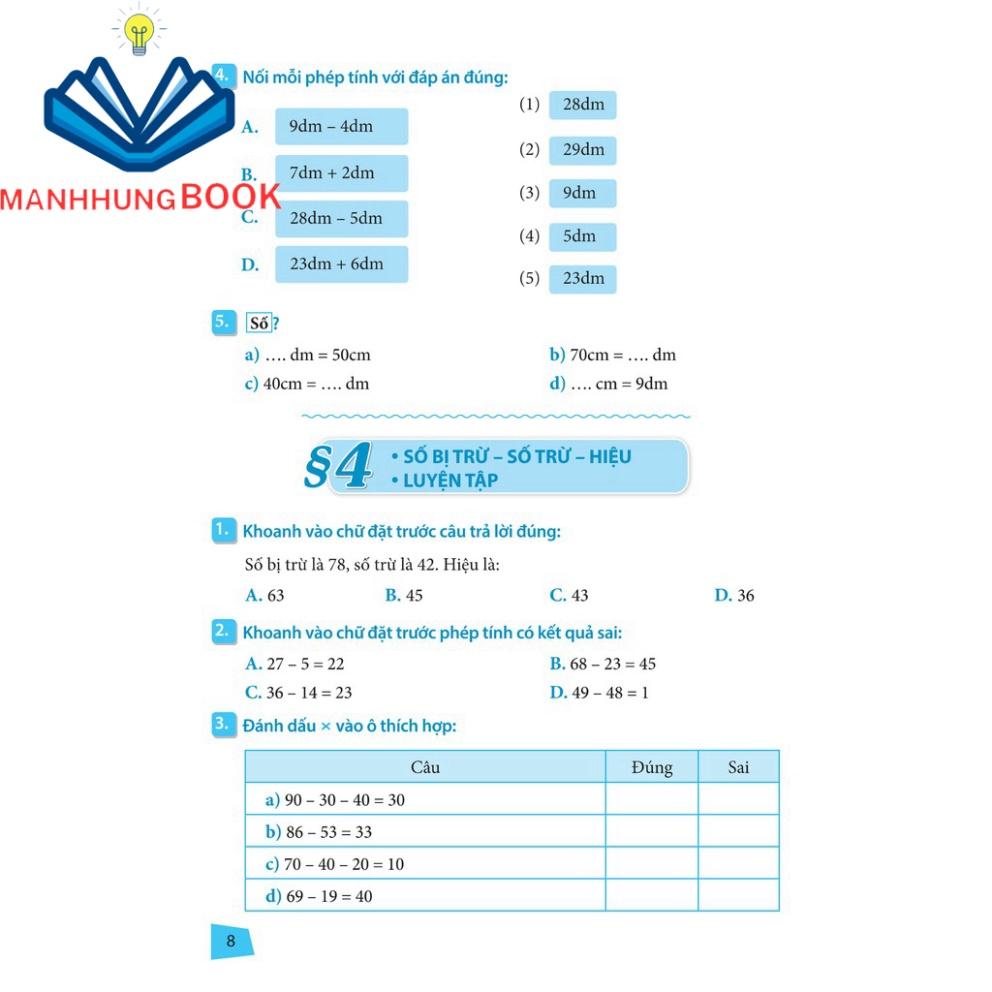 Sách: Bài Tập Trắc Nghiệm Và Đề Tự Kiểm Tra Toán Lớp 2 - Bổ Trợ Kiến Thức Sách Giáo Khoa