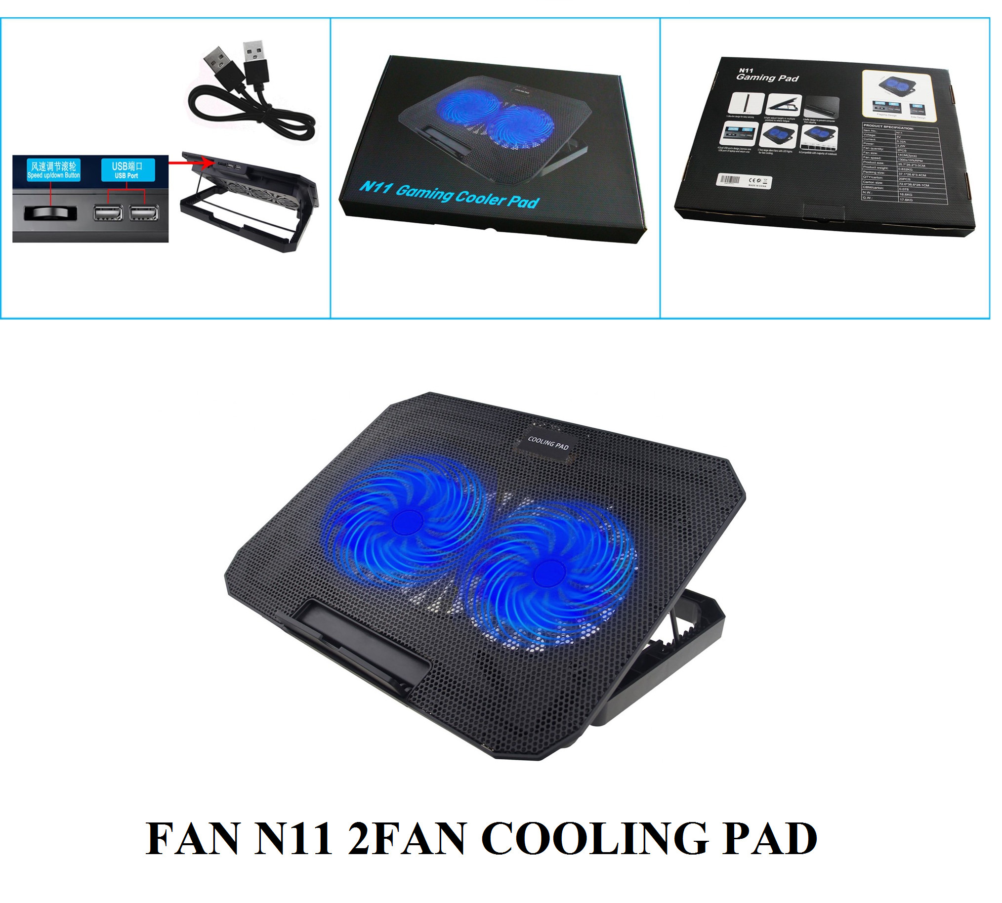 QUẠT TẢN NHIỆT DÙNG CHO LAPTOP GAMING PAD N11 - HT