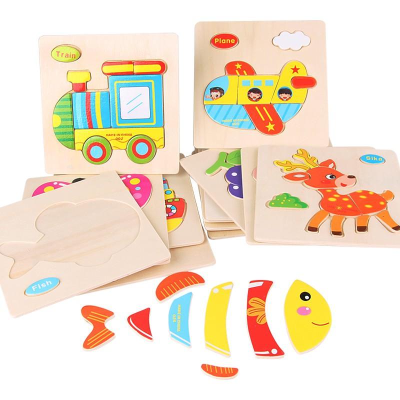 Đồ chơi xếp hình cho trẻ em Từ 250K Đồ Chơi Tranh Ghép Hình Phương Tiện Giao Thông 3D Bằng Gỗ